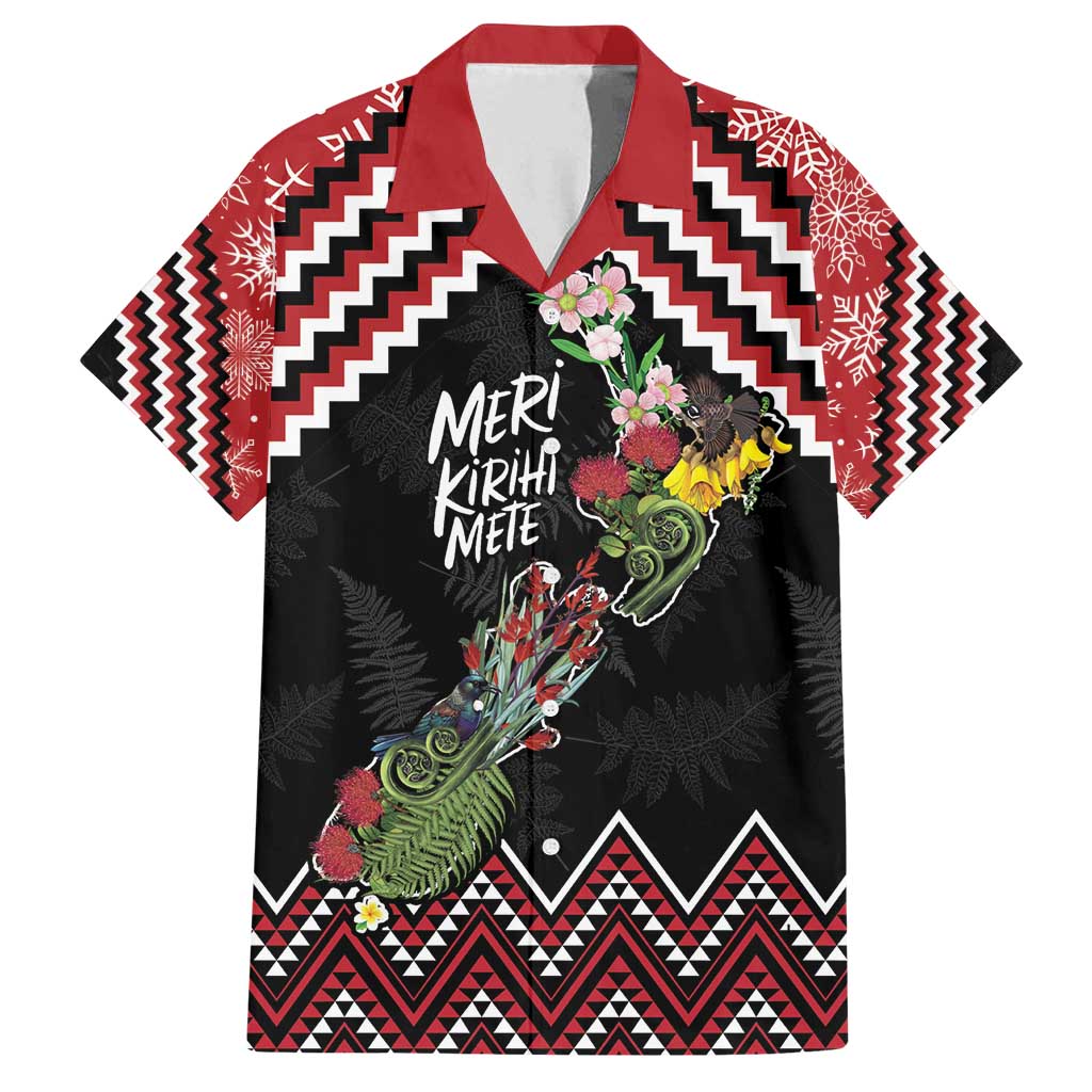 New Zealand Christmas Taniko Poutama Family Matching Long Sleeve Bodycon Dress and Hawaiian Shirt Flora Map with Birds - Polynesian Pride