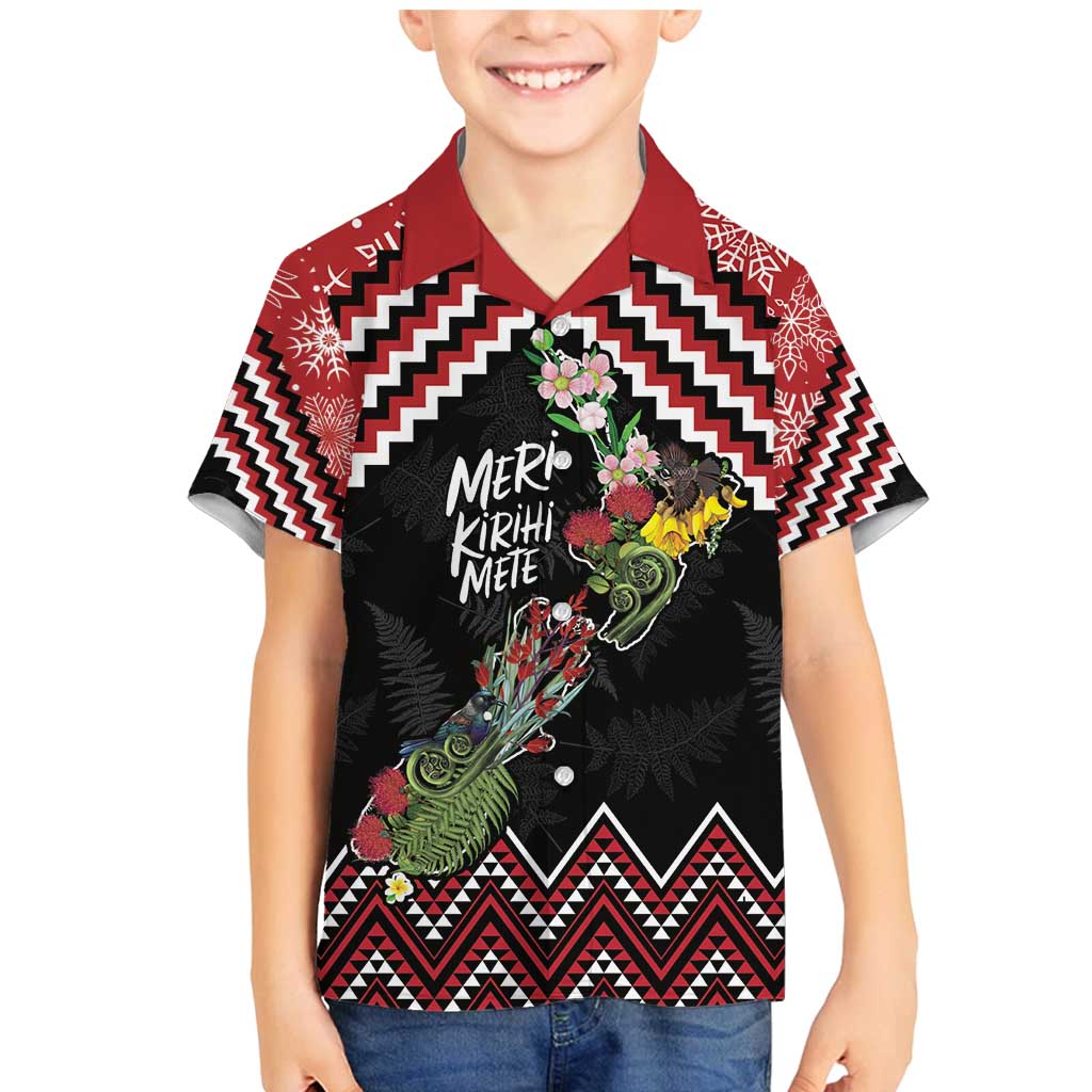 New Zealand Christmas Taniko Poutama Family Matching Mermaid Dress and Hawaiian Shirt Flora Map with Birds - Polynesian Pride