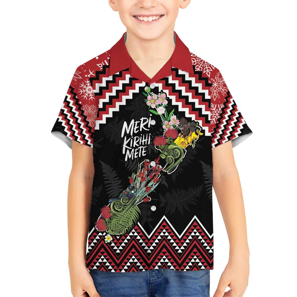 New Zealand Christmas Taniko Poutama Family Matching Tank Maxi Dress and Hawaiian Shirt Flora Map with Birds - Polynesian Pride