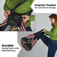 New Zealand Christmas Taniko Poutama Grocery Bag Flora Map with Birds - Polynesian Pride