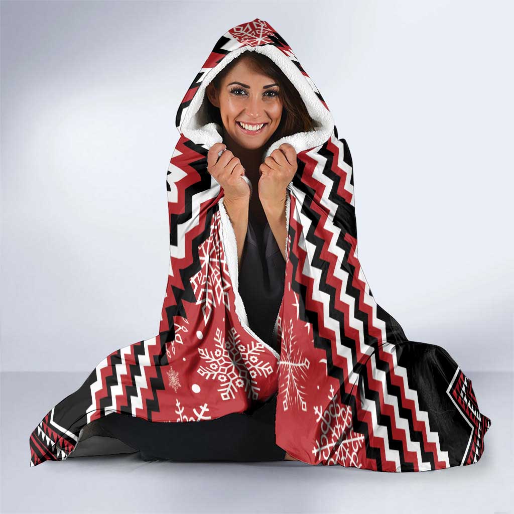 New Zealand Christmas Taniko Poutama Hooded Blanket Flora Map with Birds - Polynesian Pride