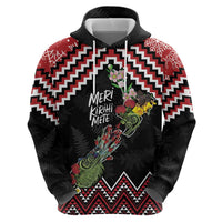 New Zealand Christmas Taniko Poutama Hoodie Flora Map with Birds - Polynesian Pride