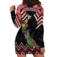 New Zealand Christmas Taniko Poutama Hoodie Dress Flora Map with Birds - Polynesian Pride