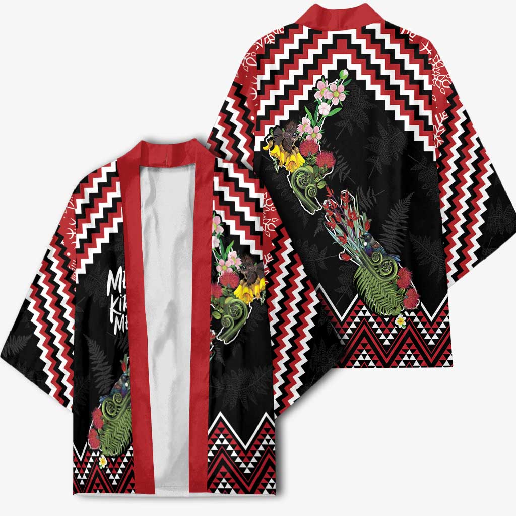 New Zealand Christmas Taniko Poutama Kimono Flora Map with Birds - Polynesian Pride
