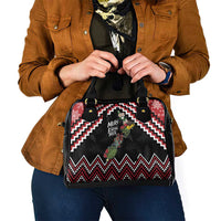 New Zealand Christmas Taniko Poutama Shoulder Handbag Flora Map with Birds - Polynesian Pride
