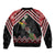New Zealand Christmas Taniko Poutama Sleeve Zip Bomber Jacket Flora Map with Birds - Polynesian Pride