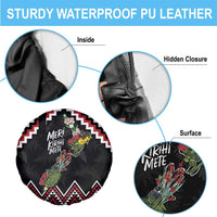 New Zealand Christmas Taniko Poutama Spare Tire Cover Flora Map with Birds - Polynesian Pride