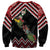 New Zealand Christmas Taniko Poutama Sweatshirt Flora Map with Birds - Polynesian Pride