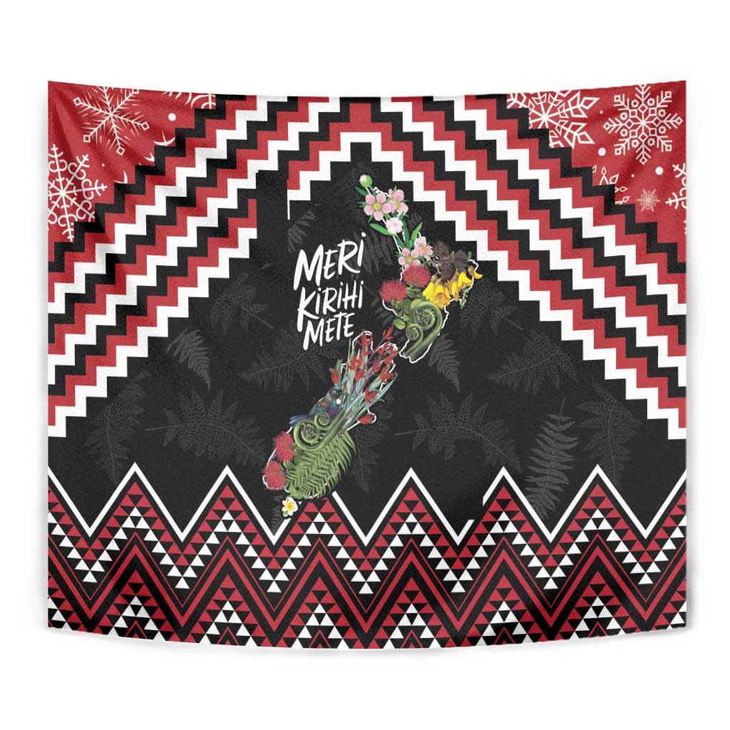 New Zealand Christmas Taniko Poutama Tapestry Flora Map with Birds - Polynesian Pride