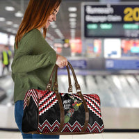 New Zealand Christmas Taniko Poutama Travel Bag Flora Map with Birds - Polynesian Pride