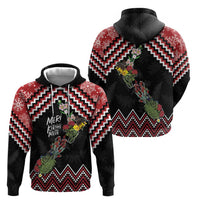 New Zealand Christmas Taniko Poutama Zip Hoodie Flora Map with Birds - Polynesian Pride