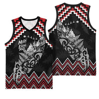 New Zealand Christmas Taniko Poutama Basketball Jersey Mountainscape Maori Fern - Polynesian Pride