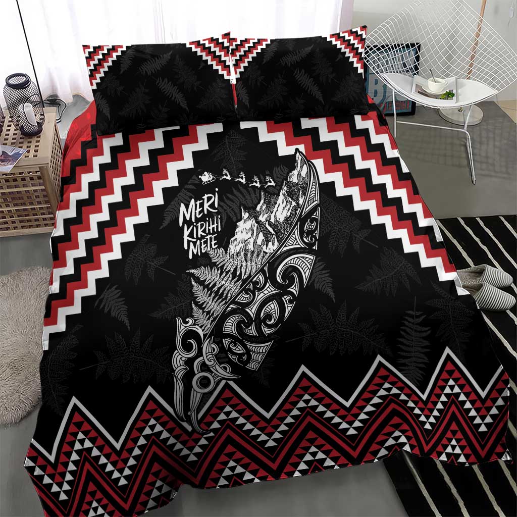 New Zealand Christmas Taniko Poutama Bedding Set Mountainscape Maori Fern - Polynesian Pride