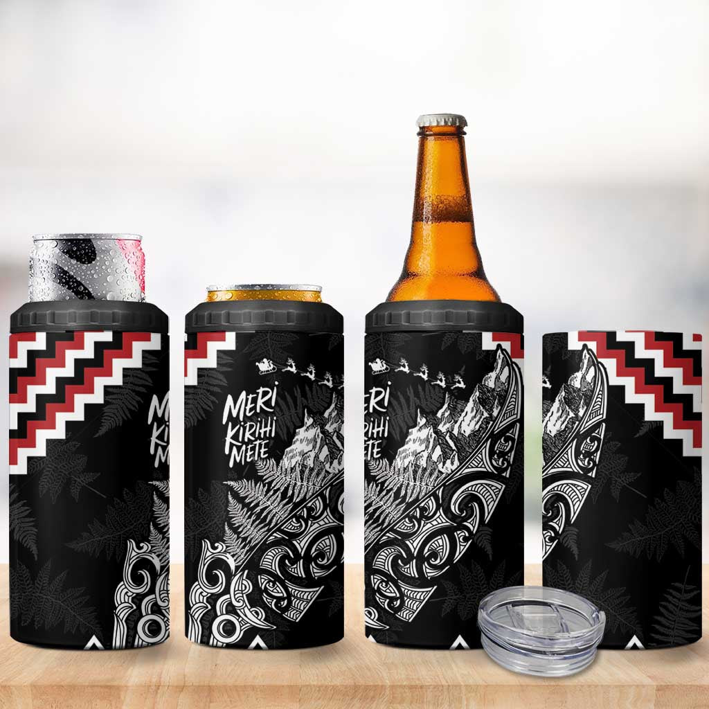 New Zealand Christmas Taniko Poutama 4 in 1 Can Cooler Tumbler Mountainscape Maori Fern - Polynesian Pride
