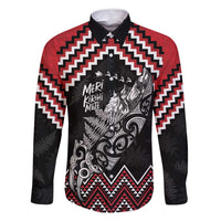 New Zealand Christmas Taniko Poutama Family Matching Long Sleeve Bodycon Dress and Hawaiian Shirt Mountainscape Maori Fern - Polynesian Pride