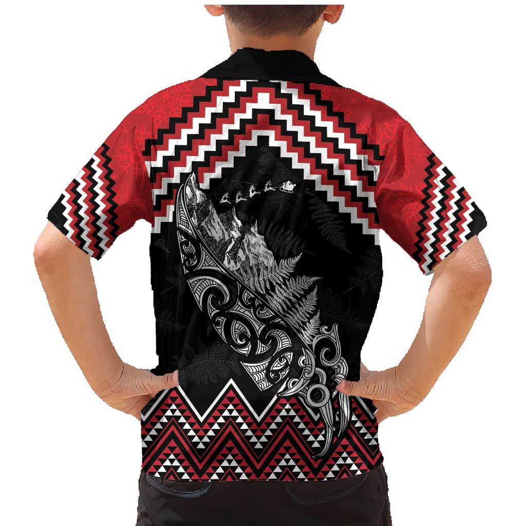 New Zealand Christmas Taniko Poutama Family Matching Mermaid Dress and Hawaiian Shirt Mountainscape Maori Fern - Polynesian Pride