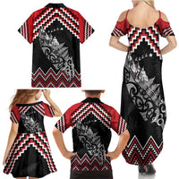 New Zealand Christmas Taniko Poutama Family Matching Summer Maxi Dress and Hawaiian Shirt Mountainscape Maori Fern - Polynesian Pride