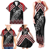 New Zealand Christmas Taniko Poutama Family Matching Tank Maxi Dress and Hawaiian Shirt Mountainscape Maori Fern - Polynesian Pride