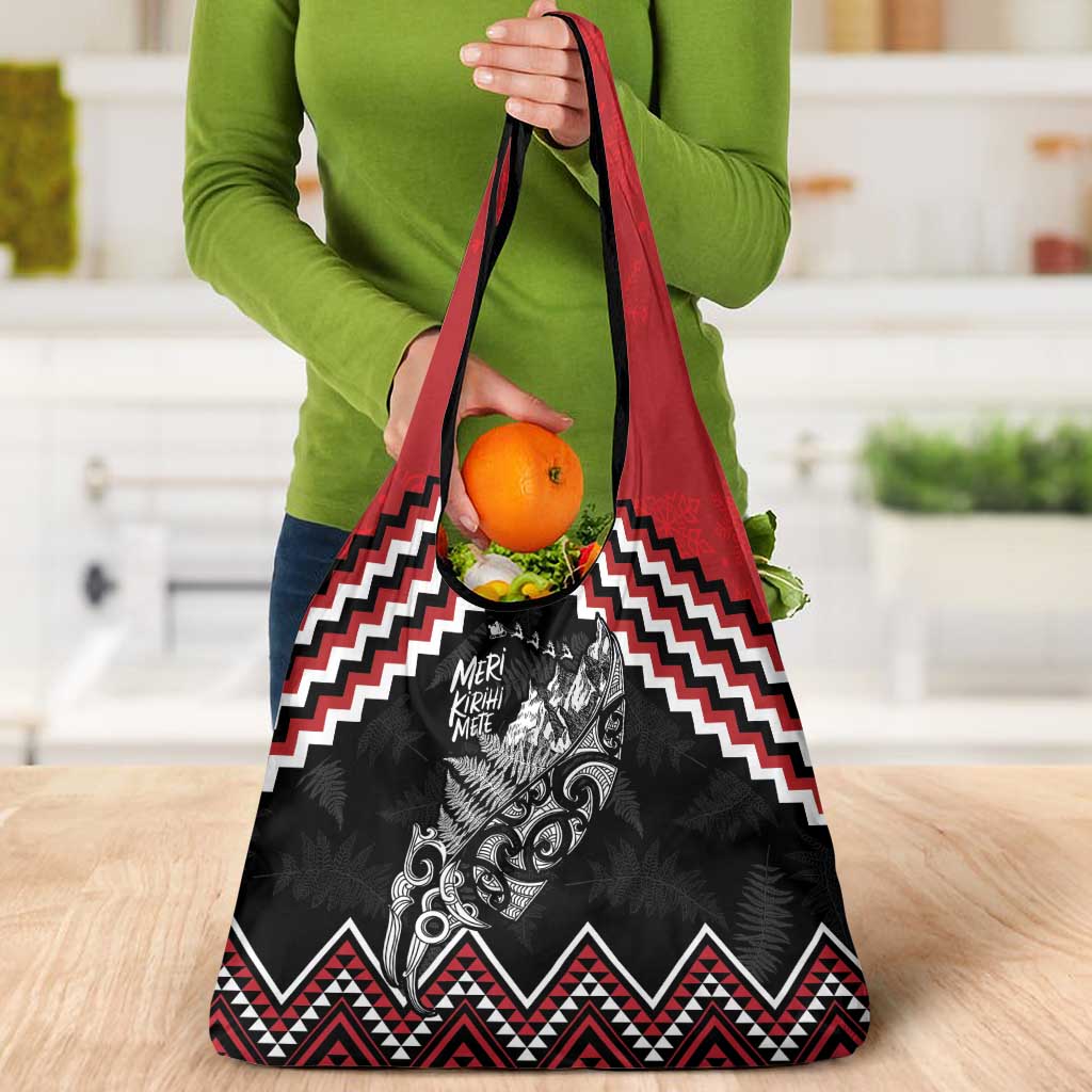 New Zealand Christmas Taniko Poutama Grocery Bag Mountainscape Maori Fern - Polynesian Pride