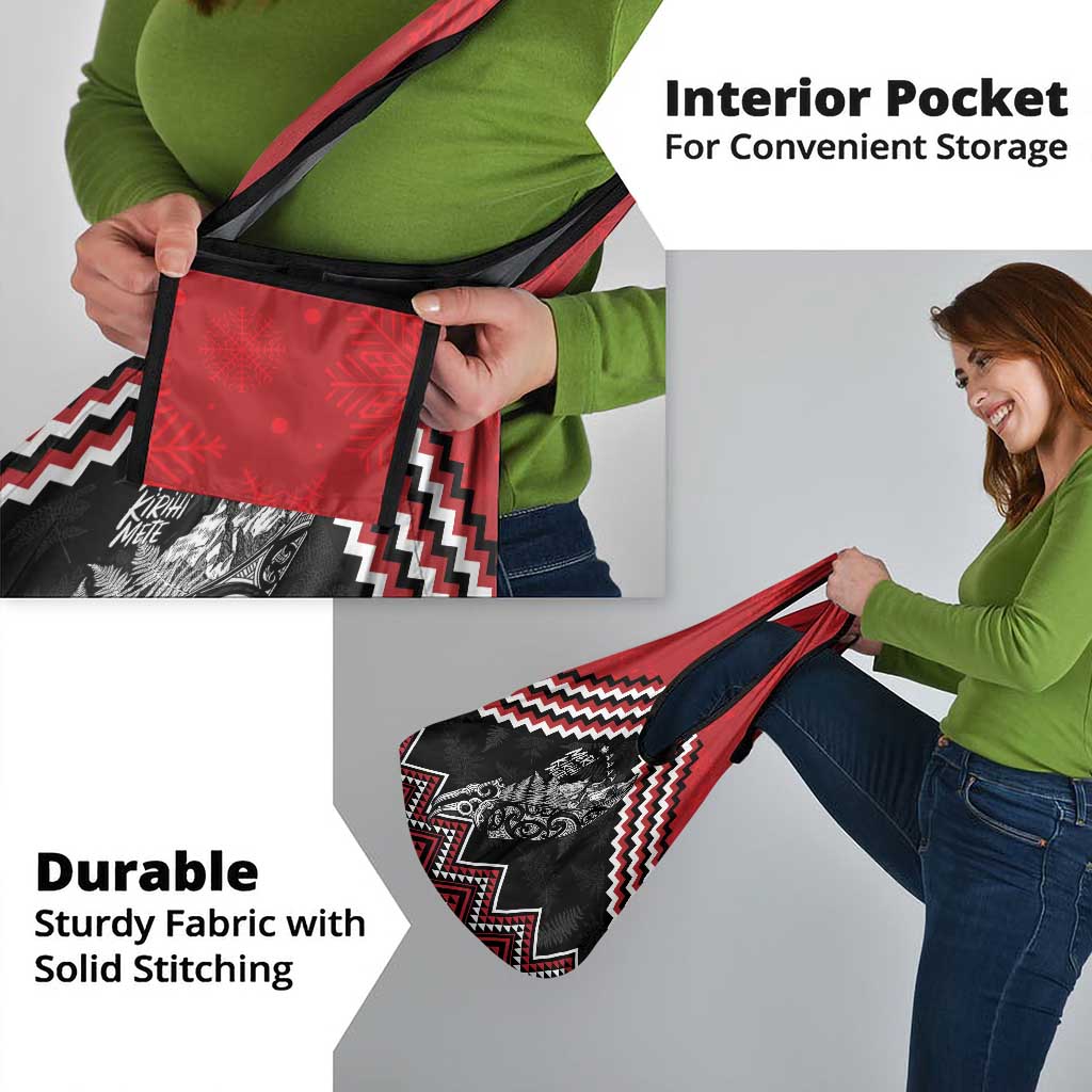 New Zealand Christmas Taniko Poutama Grocery Bag Mountainscape Maori Fern - Polynesian Pride