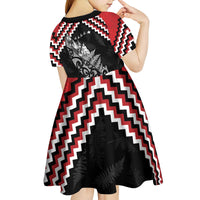 New Zealand Christmas Taniko Poutama Kid Short Sleeve Dress Mountainscape Maori Fern - Polynesian Pride