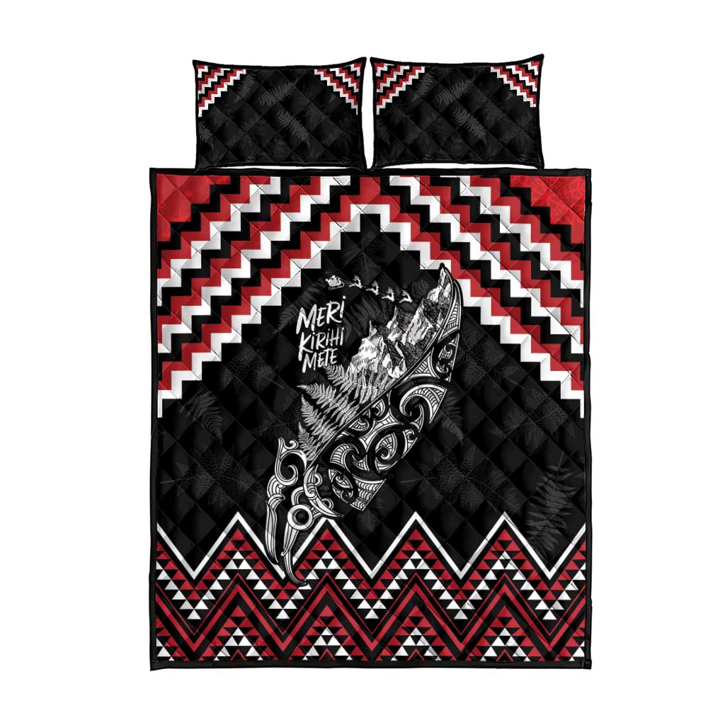 New Zealand Christmas Taniko Poutama Quilt Bed Set Mountainscape Maori Fern - Polynesian Pride