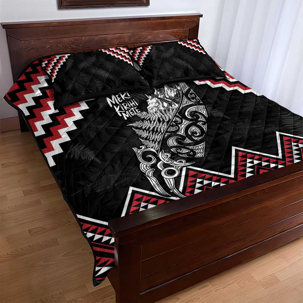 New Zealand Christmas Taniko Poutama Quilt Bed Set Mountainscape Maori Fern - Polynesian Pride
