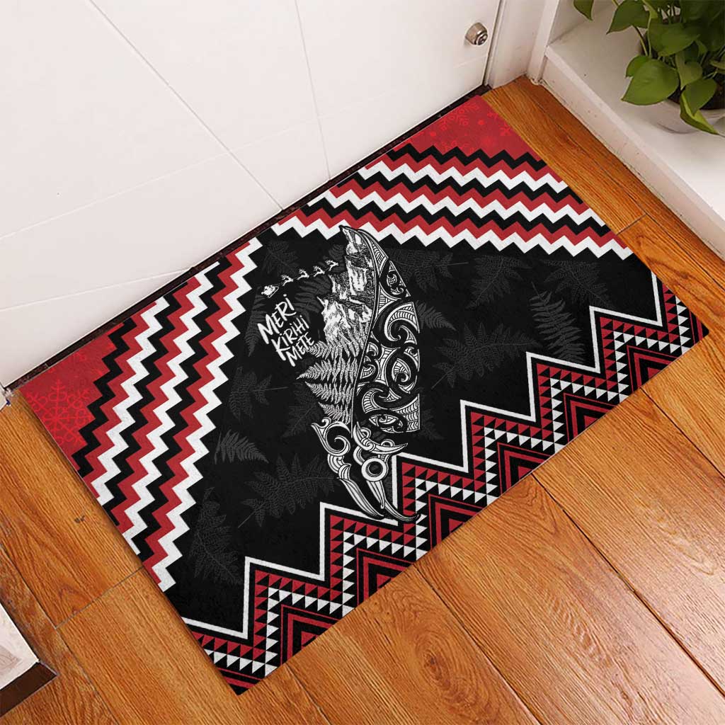 New Zealand Christmas Taniko Poutama Rubber Doormat Mountainscape Maori Fern - Polynesian Pride