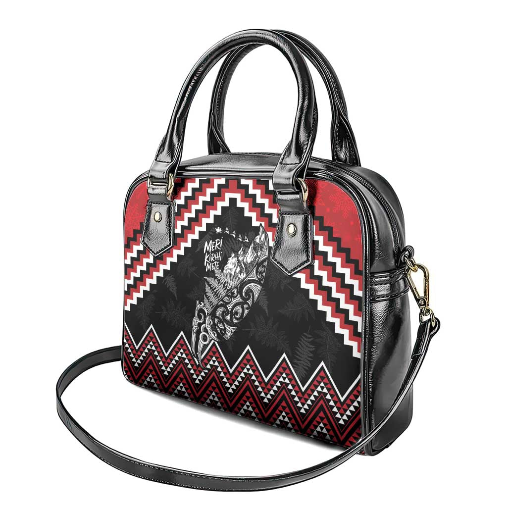 New Zealand Christmas Taniko Poutama Shoulder Handbag Mountainscape Maori Fern - Polynesian Pride
