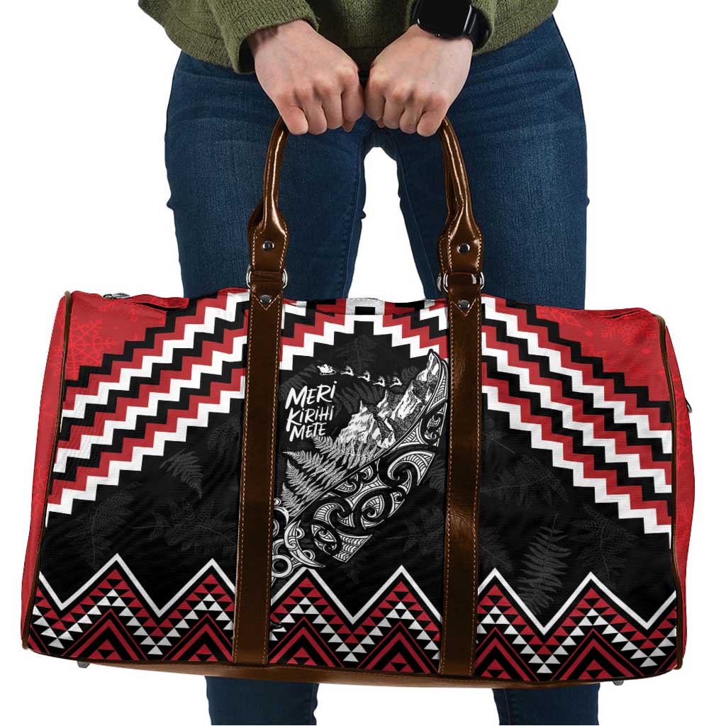 New Zealand Christmas Taniko Poutama Travel Bag Mountainscape Maori Fern - Polynesian Pride