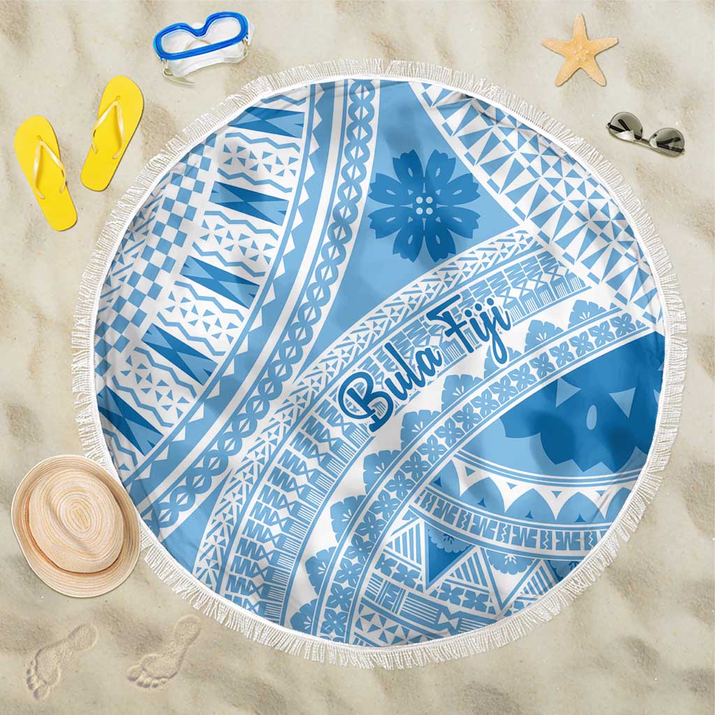 Bula Fiji Classic Masi Tapa Beach Blanket Turquoise - Polynesian Pride