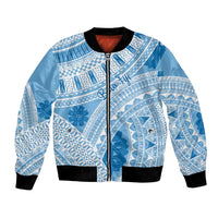 Bula Fiji Classic Masi Tapa Bomber Jacket Turquoise - Polynesian Pride