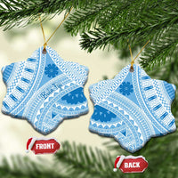 Bula Fiji Classic Masi Tapa Ceramic Ornament Turquoise - Polynesian Pride