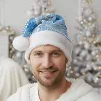 Bula Fiji Classic Masi Tapa Christmas Santa Hat Turquoise - Polynesian Pride