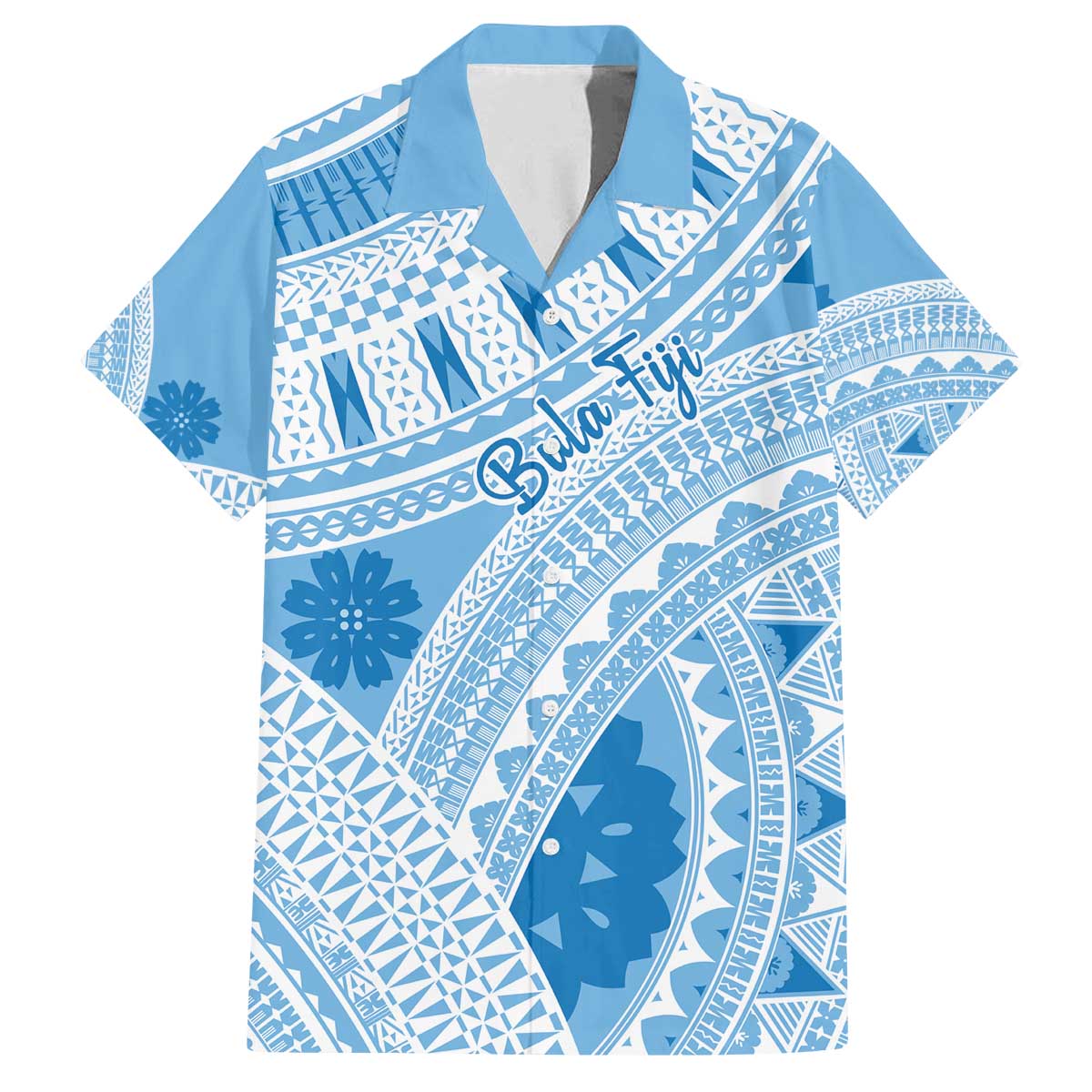 Bula Fiji Classic Masi Tapa Family Matching Off The Shoulder Long Sleeve Dress and Hawaiian Shirt Turquoise - Polynesian Pride