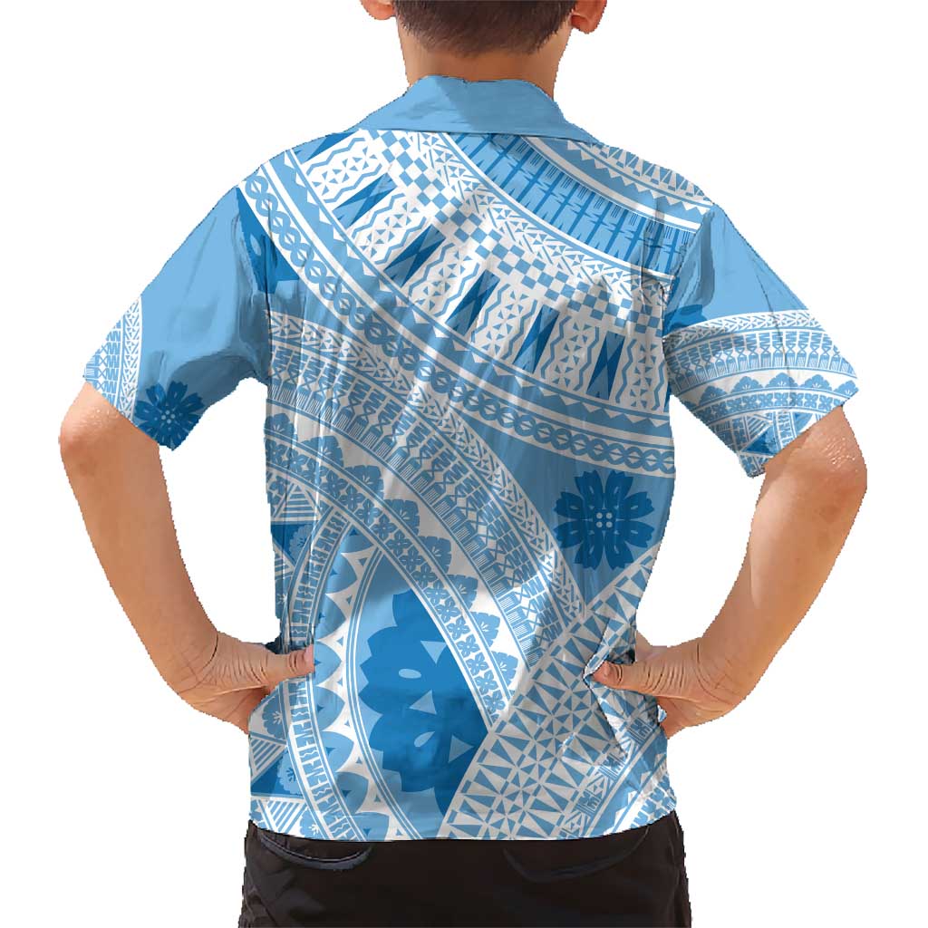 Bula Fiji Classic Masi Tapa Kid Hawaiian Shirt Turquoise - Polynesian Pride