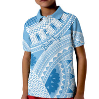 Bula Fiji Classic Masi Tapa Kid Polo Shirt Turquoise - Polynesian Pride