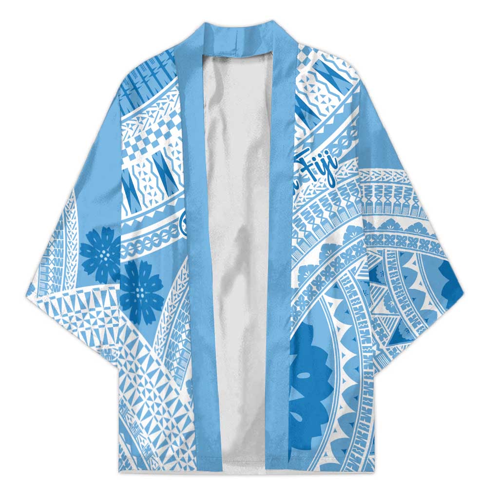 Bula Fiji Classic Masi Tapa Kimono Turquoise - Polynesian Pride