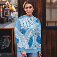 Bula Fiji Classic Masi Tapa Ugly Christmas Sweater Turquoise - Polynesian Pride