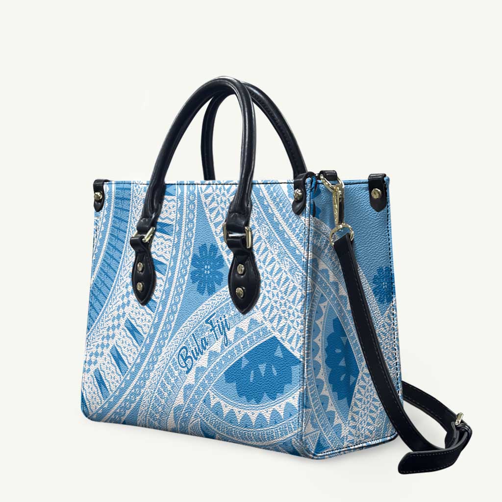 Bula Fiji Classic Masi Tapa Leather Bag Turquoise - Polynesian Pride