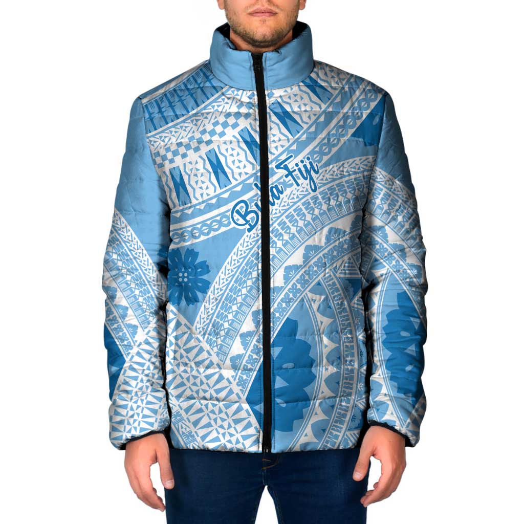 Bula Fiji Classic Masi Tapa Padded Jacket Turquoise - Polynesian Pride