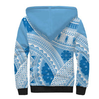 Bula Fiji Classic Masi Tapa Sherpa Hoodie Turquoise - Polynesian Pride