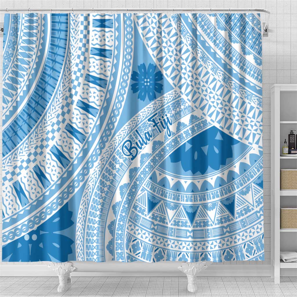 Bula Fiji Classic Masi Tapa Shower Curtain Turquoise - Polynesian Pride