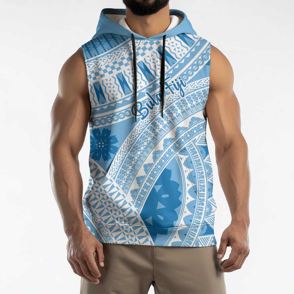 Bula Fiji Classic Masi Tapa Sleeveless Hoodie Turquoise - Polynesian Pride
