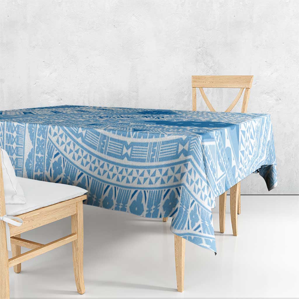 Bula Fiji Classic Masi Tapa Tablecloth Turquoise - Polynesian Pride