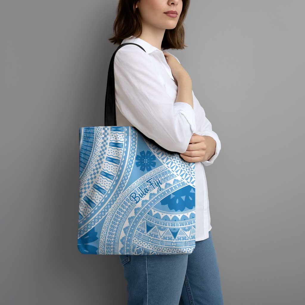 Bula Fiji Classic Masi Tapa Tote Bag Turquoise - Polynesian Pride