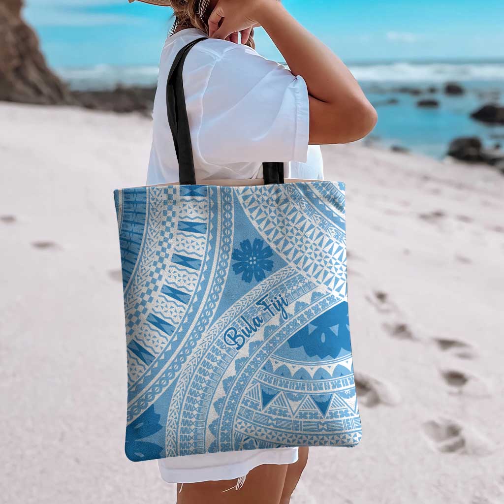Bula Fiji Classic Masi Tapa Tote Bag Turquoise - Polynesian Pride