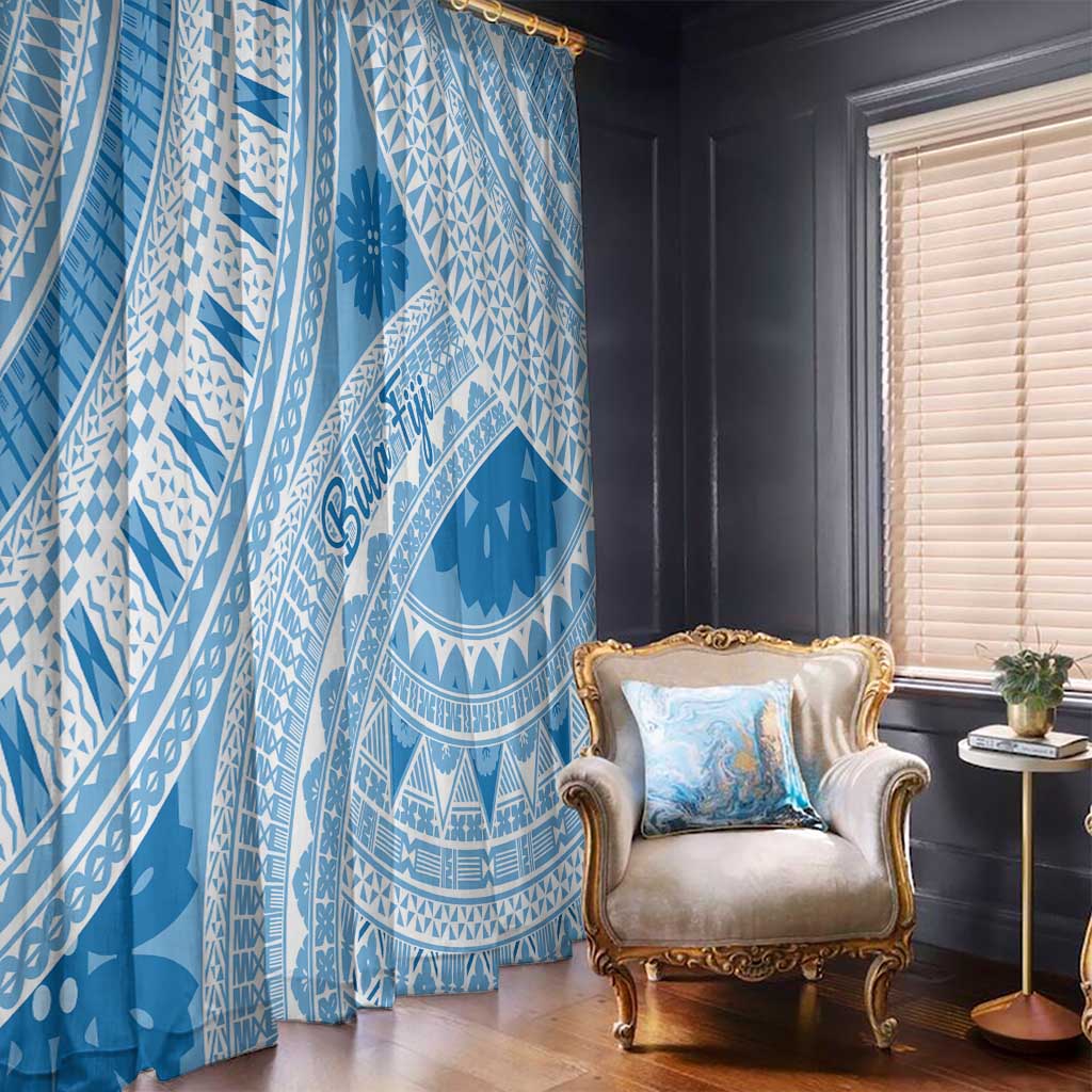 Bula Fiji Classic Masi Tapa Window Curtain Turquoise - Polynesian Pride