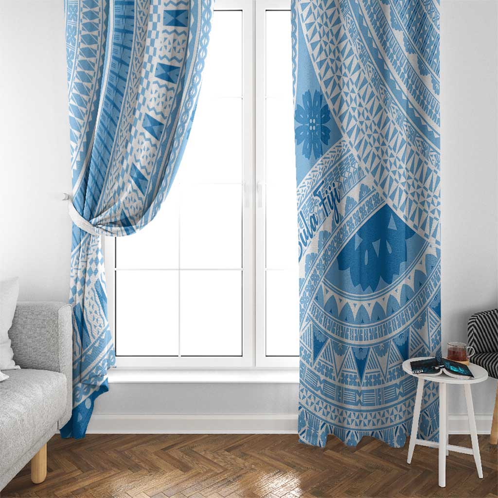 Bula Fiji Classic Masi Tapa Window Curtain Turquoise - Polynesian Pride