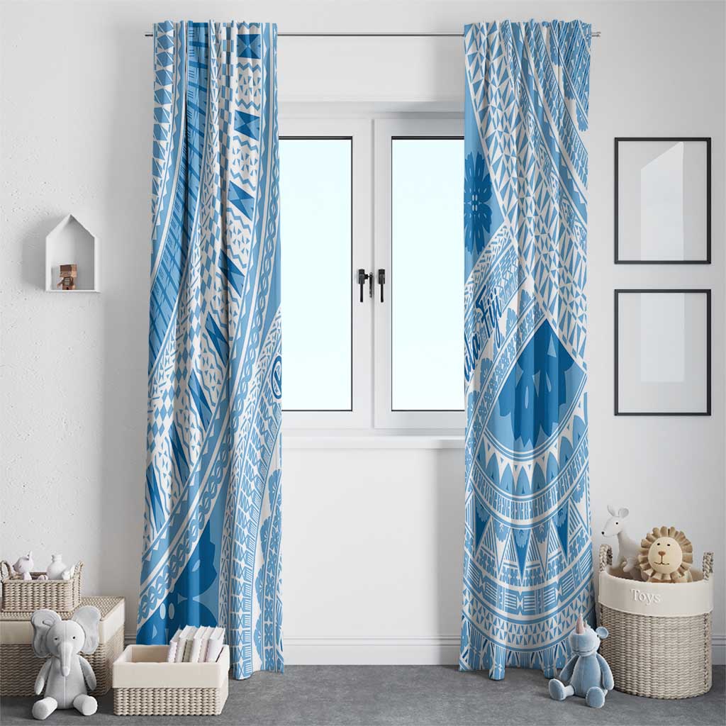 Bula Fiji Classic Masi Tapa Window Curtain Turquoise - Polynesian Pride